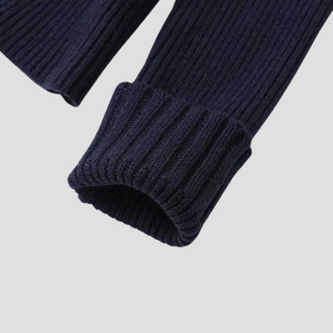 Lydia – Sweter z denimowym wykończeniem i długim rękawem