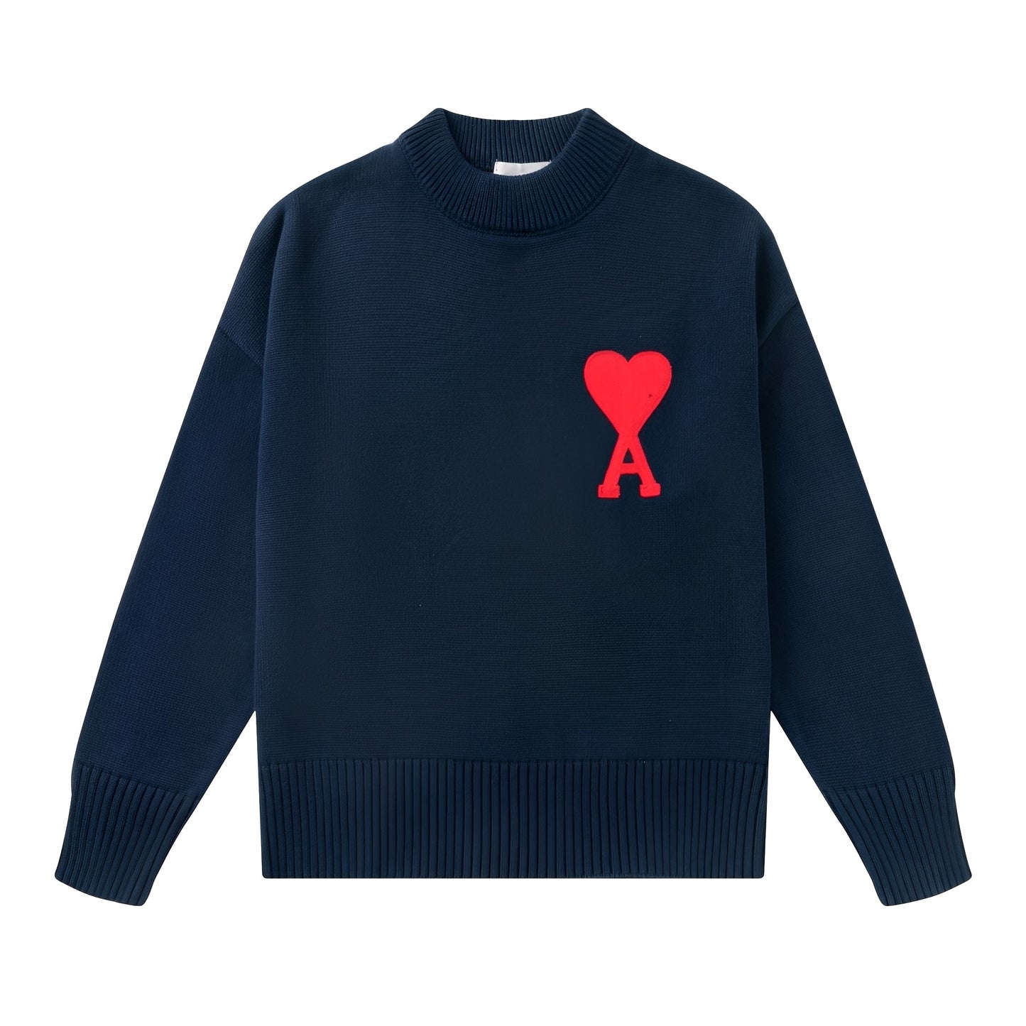 Aria – Sweter uniseks granatowy z haftowanym sercem