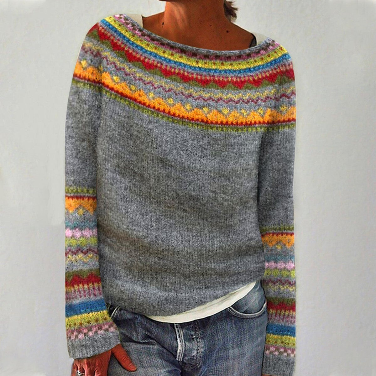 Aneta – Sweter damski z gradientowym wzorem inspirowanym naturą
