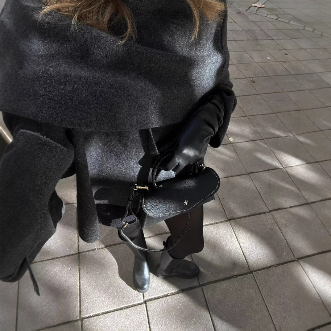Aria - Ponczo damskie wełniane eleganckie z szerokimi rękawami