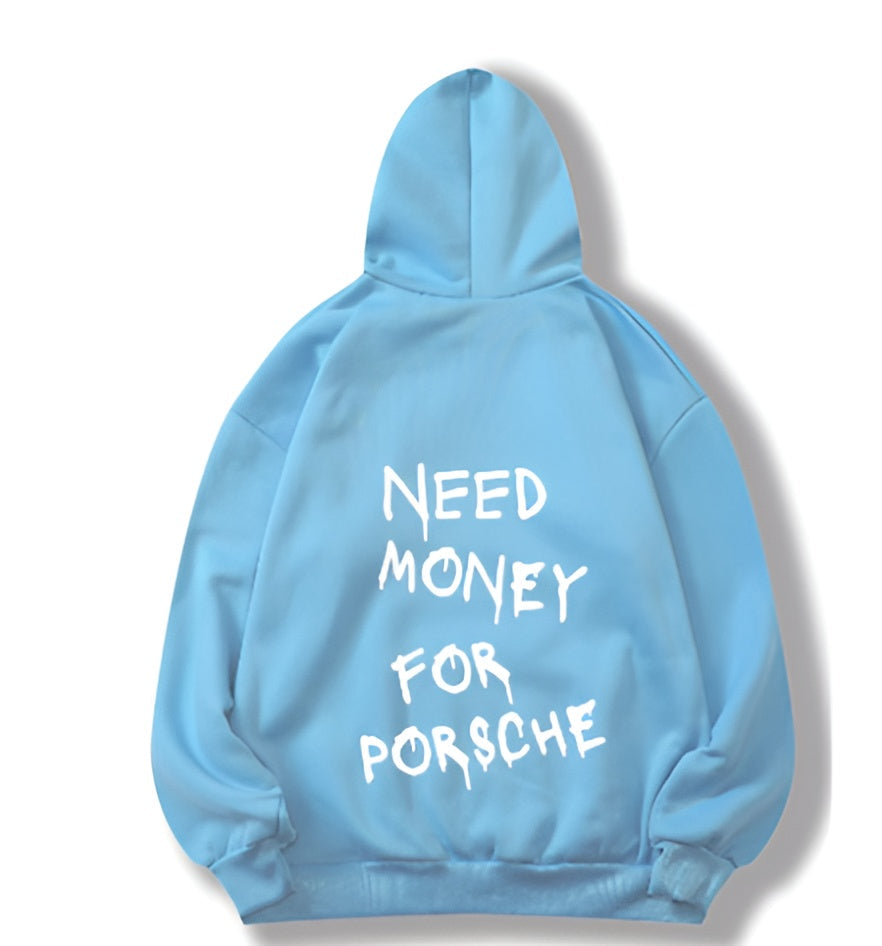 Rebel – Oversize hoodie z nadrukiem "Need Money for Porsche”