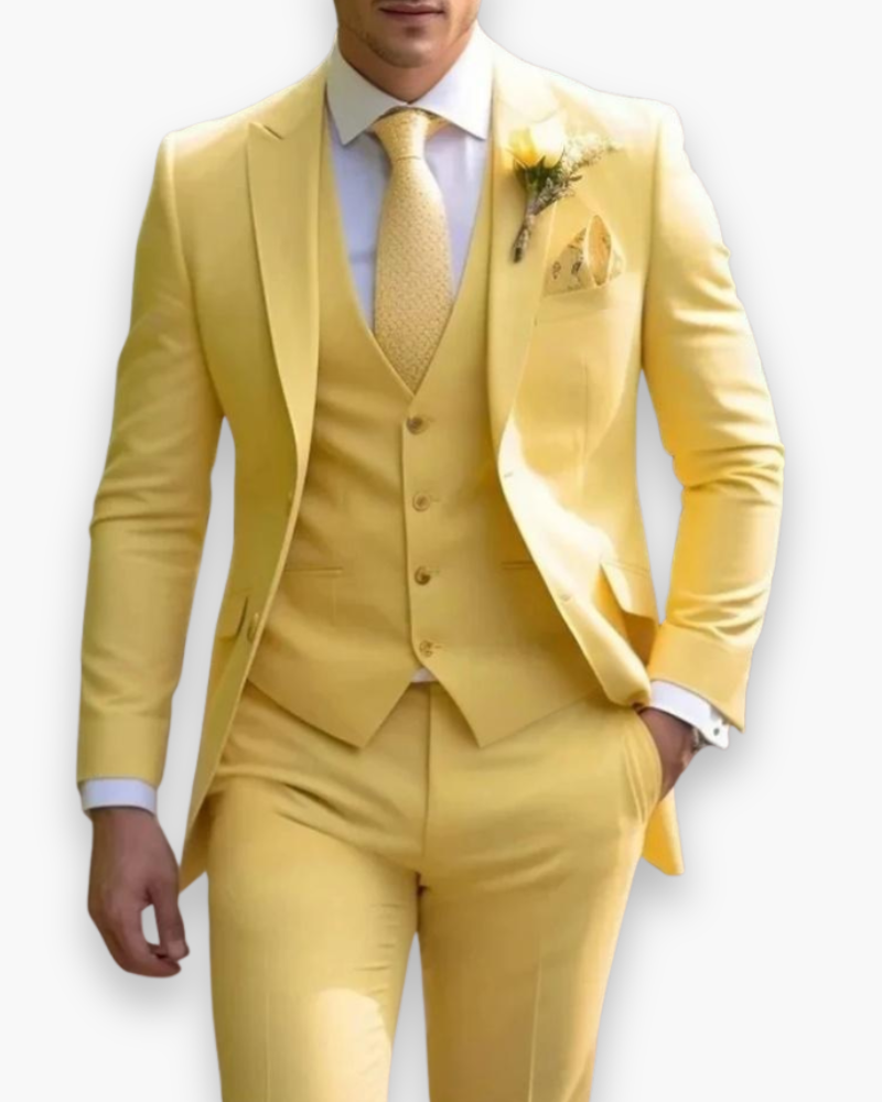 Dominik – Trzyczęściowy garnitur slim fit męski