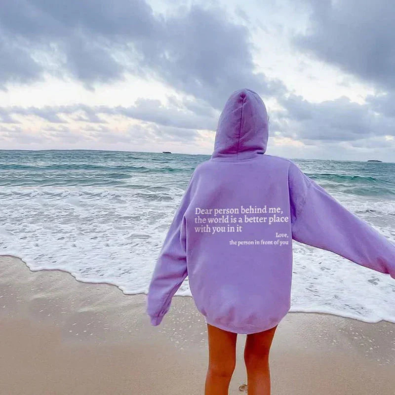 Klara – Damska bluza z kapturem oversize z nadrukiem