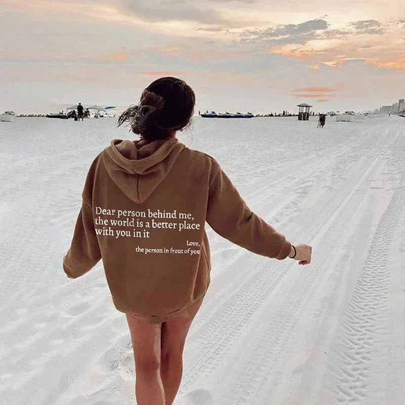 Klara – Damska bluza z kapturem oversize z nadrukiem