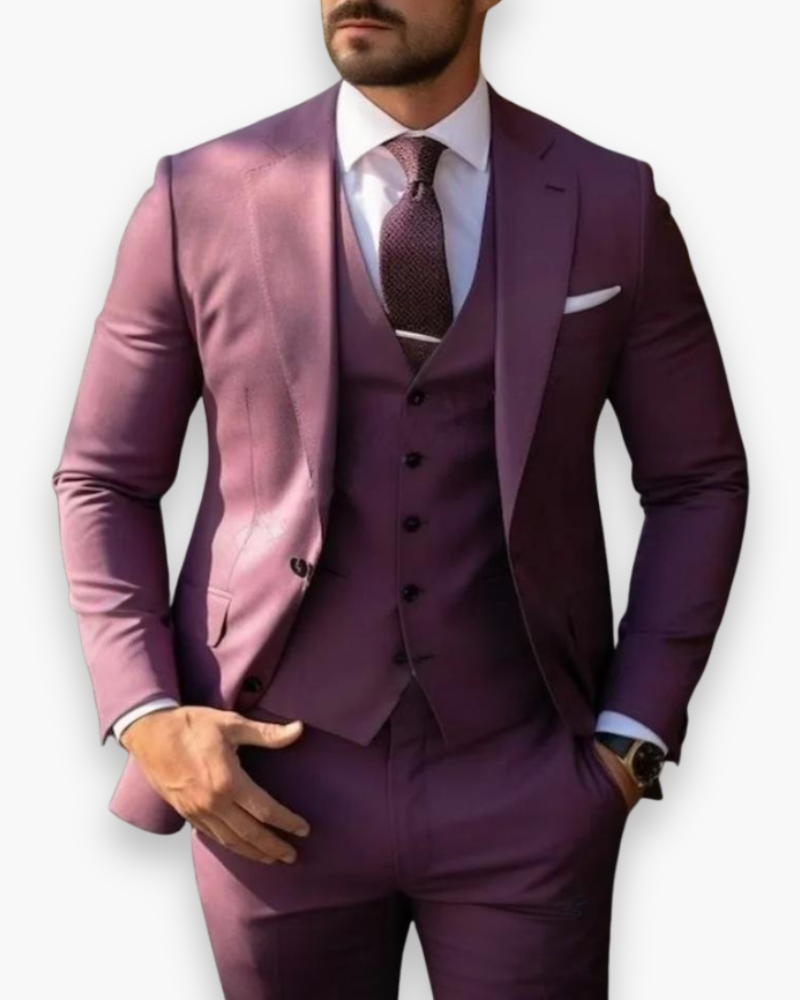 Dominik – Trzyczęściowy garnitur slim fit męski