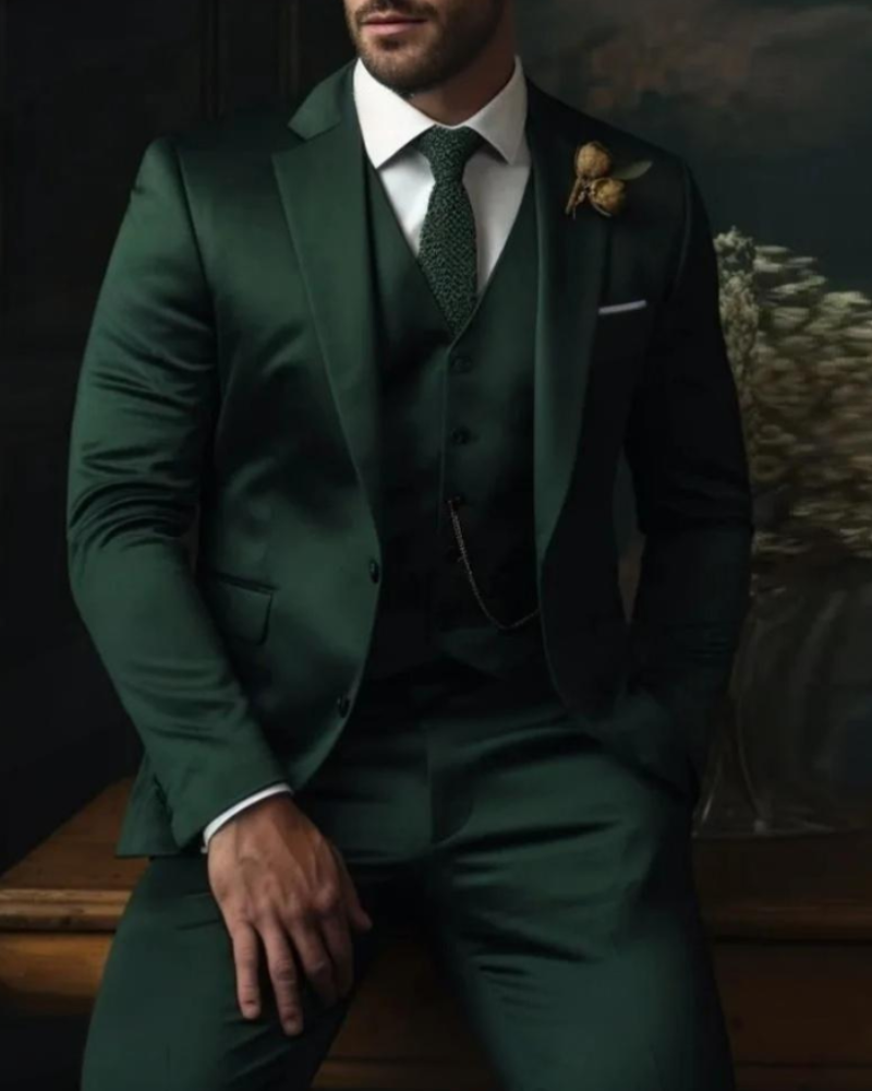 Dominik – Trzyczęściowy garnitur slim fit męski
