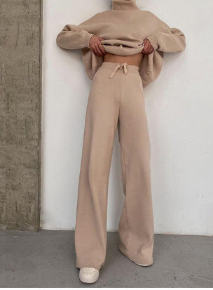 Liora - Damski komplet dzianinowy z golfem elegancki casualowy