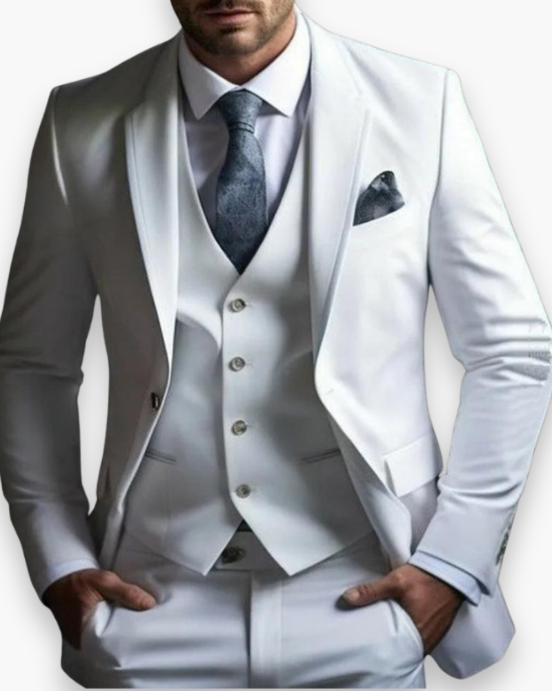 Dominik – Trzyczęściowy garnitur slim fit męski