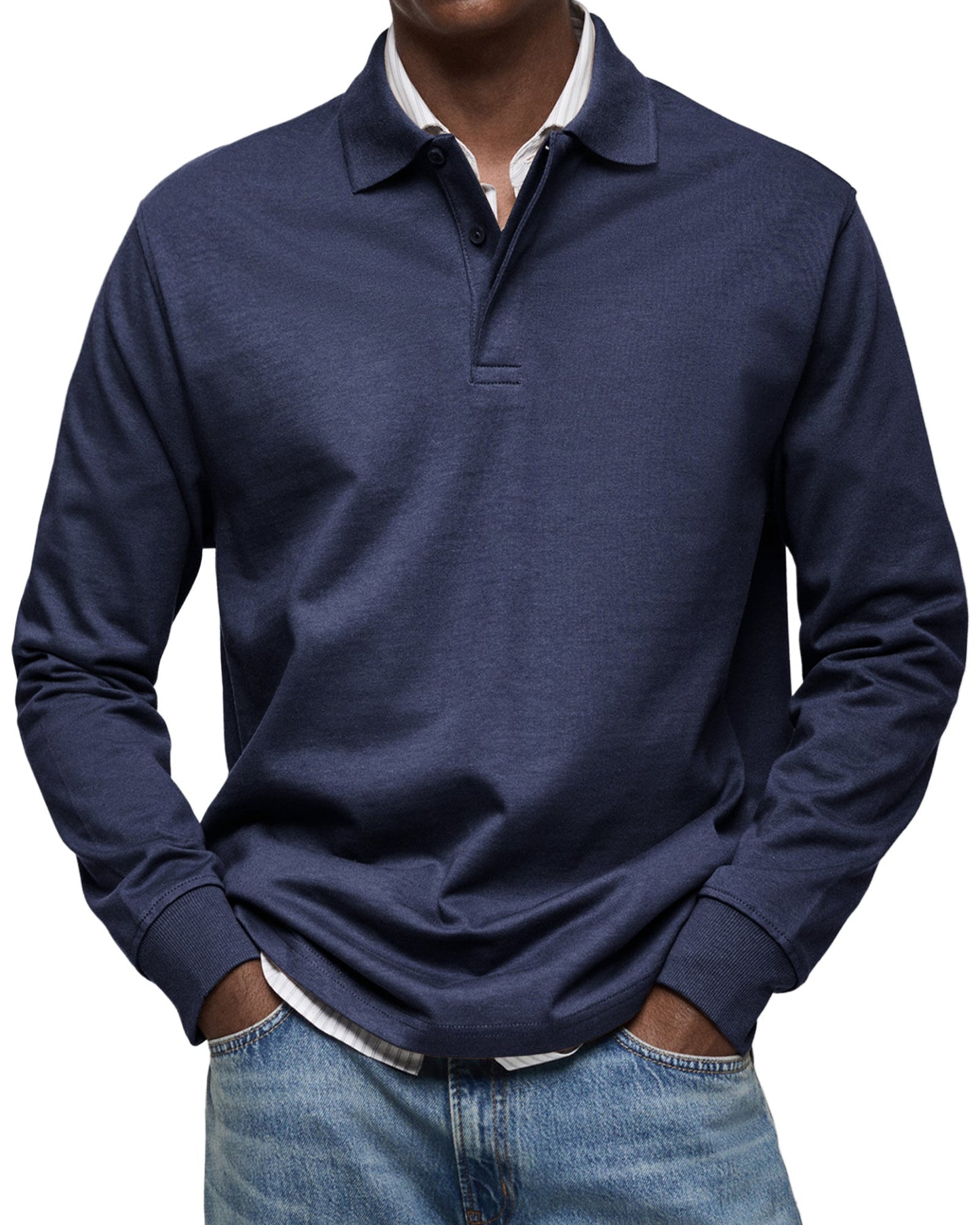 Dorian – Koszulka męska polo z długim rękawem casual