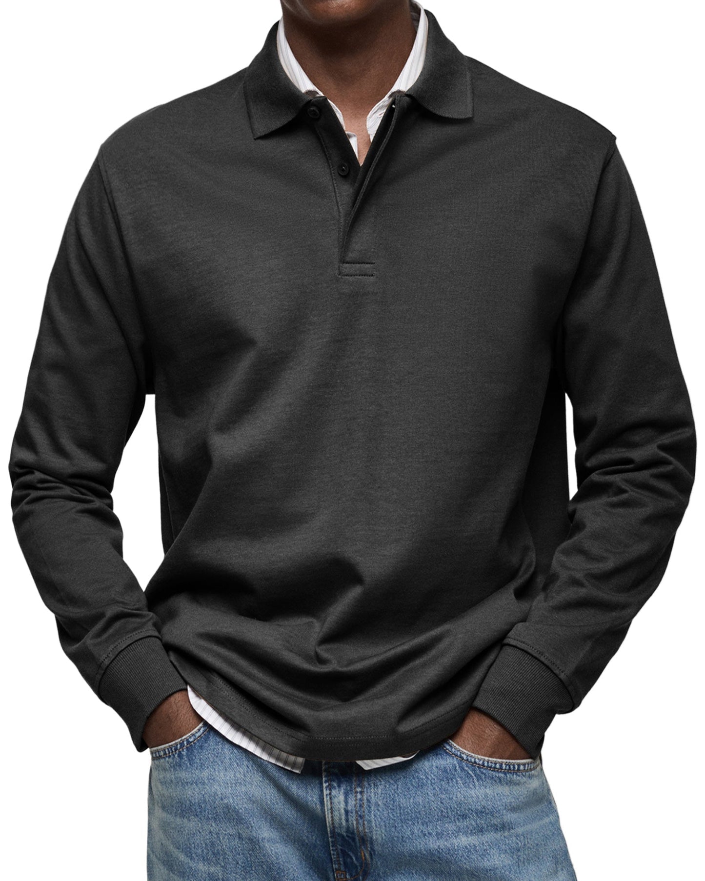 Dorian – Koszulka męska polo z długim rękawem casual