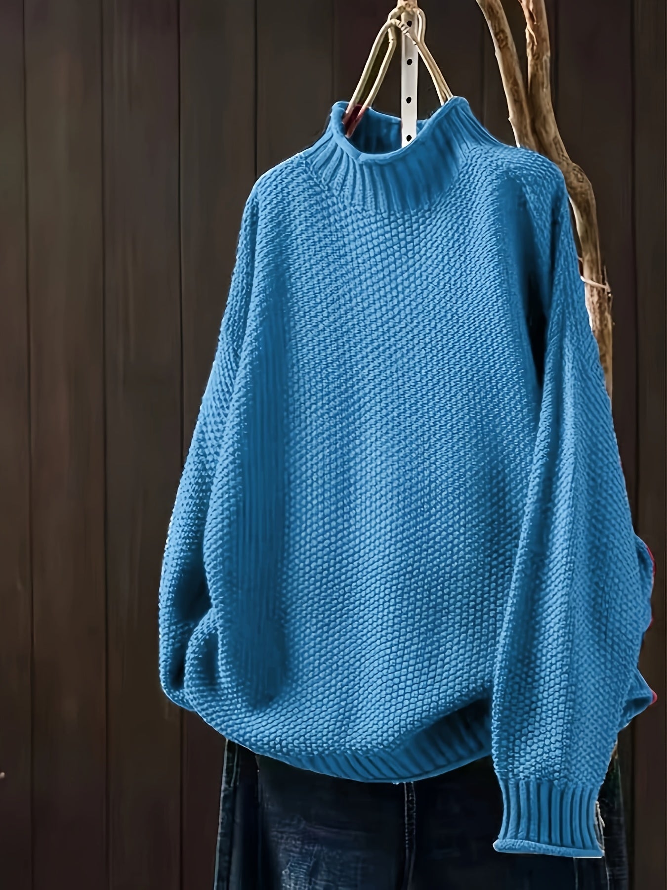 Nora - Sweter damski oversize z golfem i grubym splotem