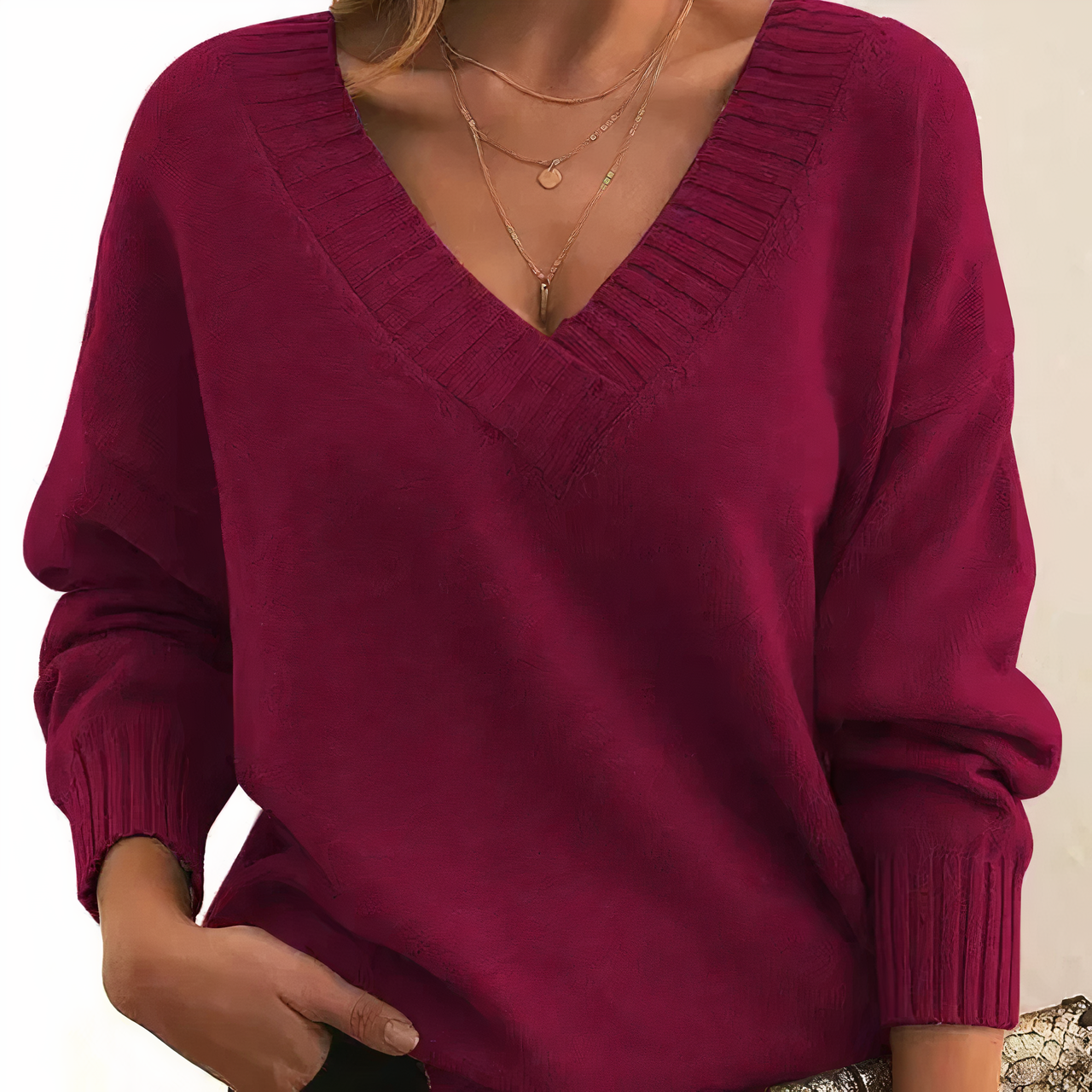 Lena – Sweter z dekoltem w serek damski