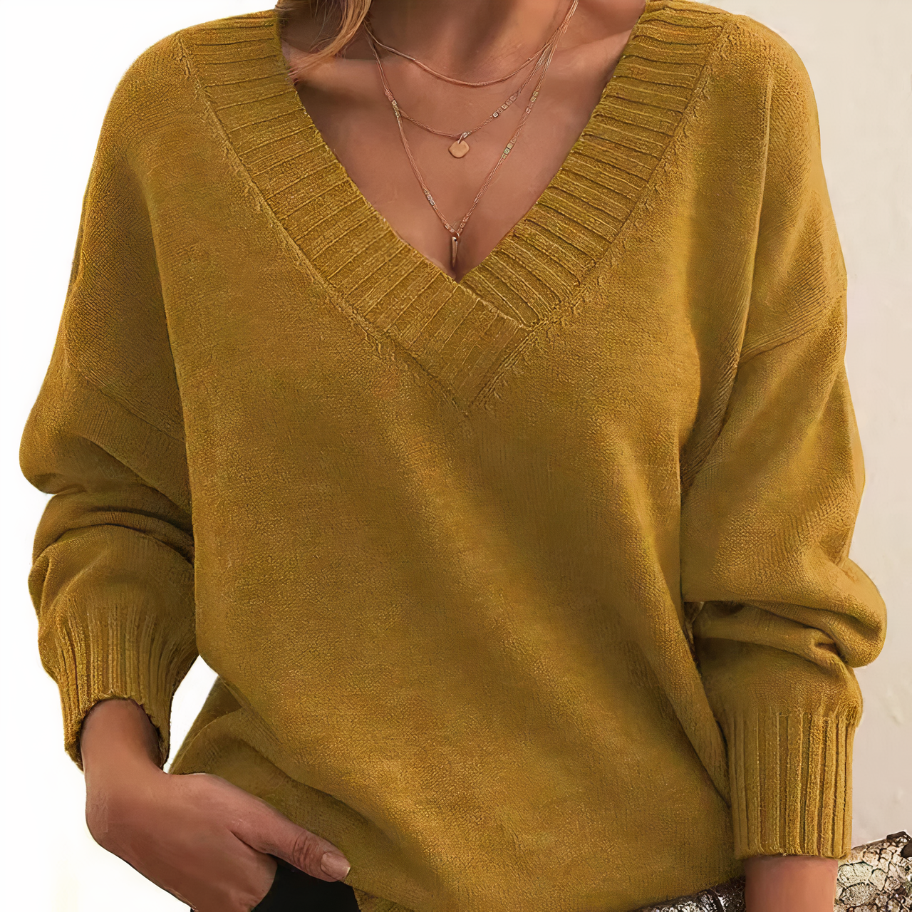 Lena – Sweter z dekoltem w serek damski