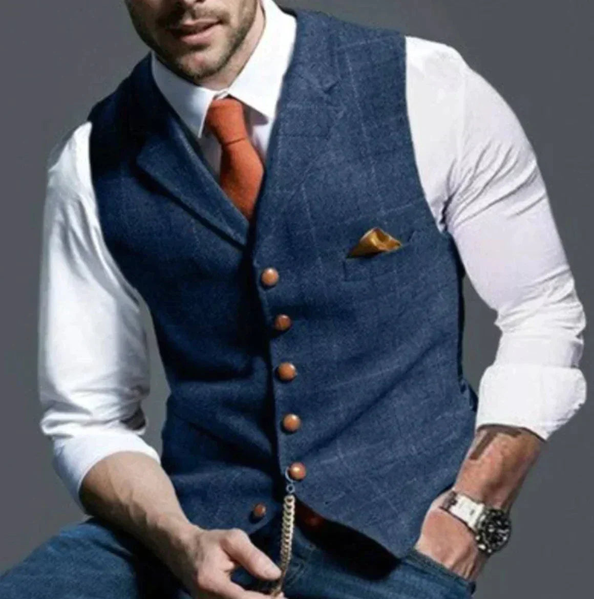 Oliver – Kamizelka męska garniturowa slim fit z kieszonką