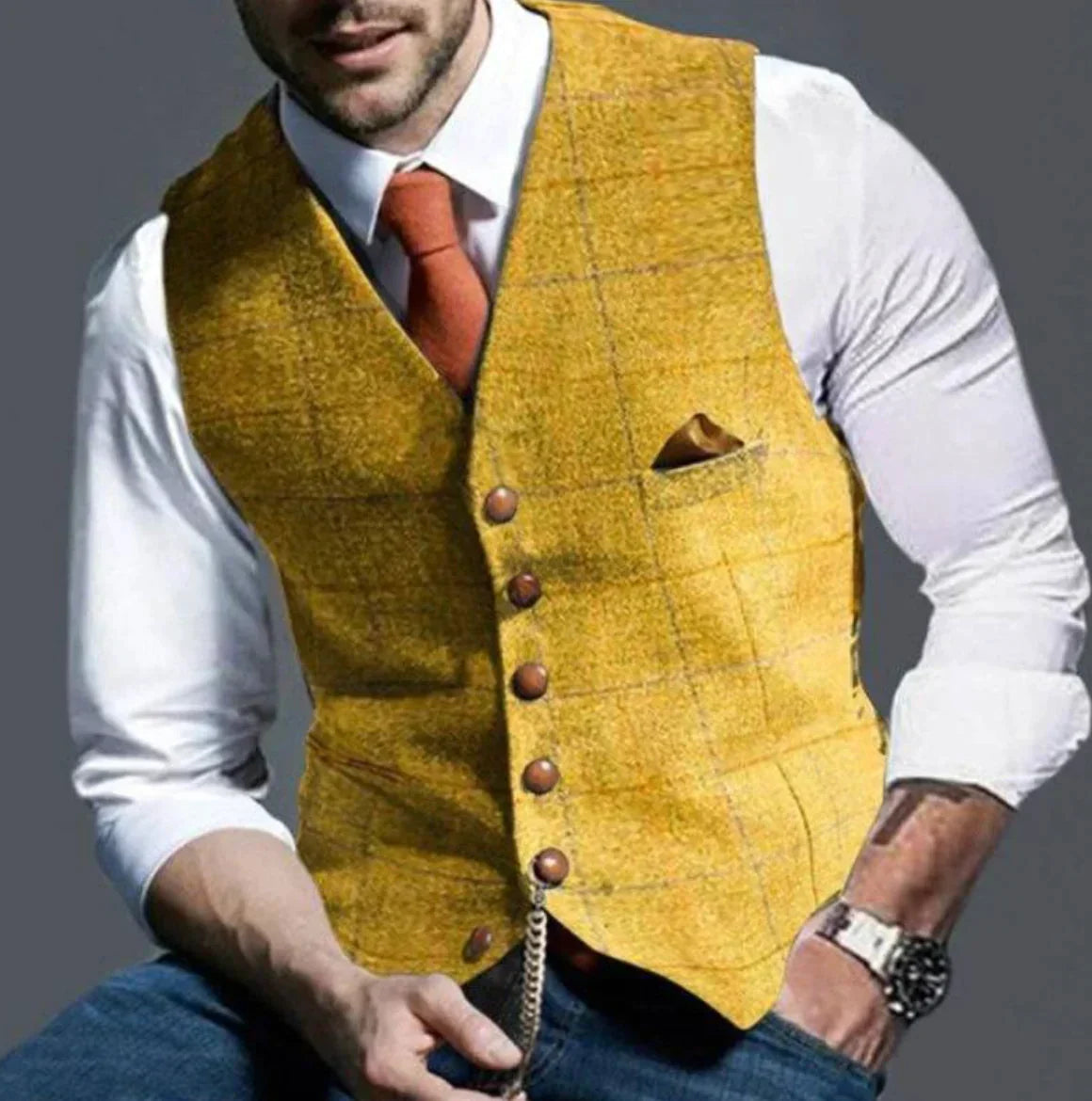 Oliver – Kamizelka męska garniturowa slim fit z kieszonką