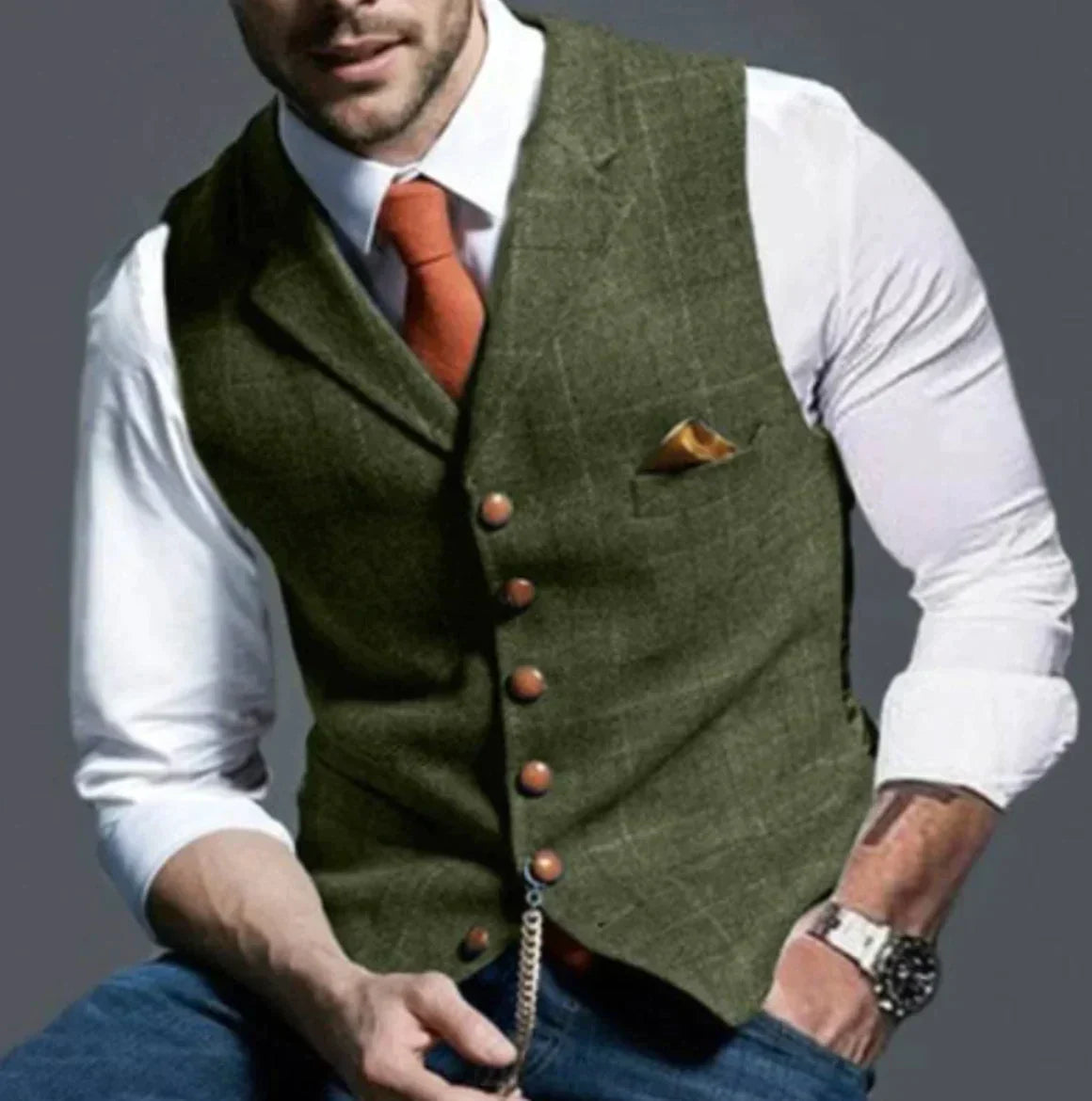 Oliver – Kamizelka męska garniturowa slim fit z kieszonką