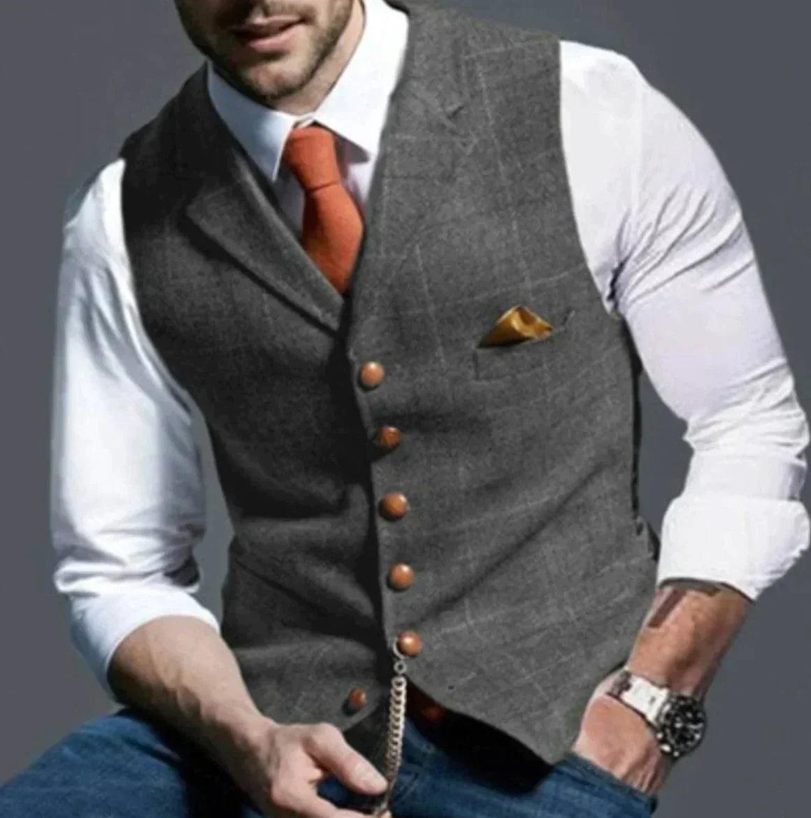 Oliver – Kamizelka męska garniturowa slim fit z kieszonką