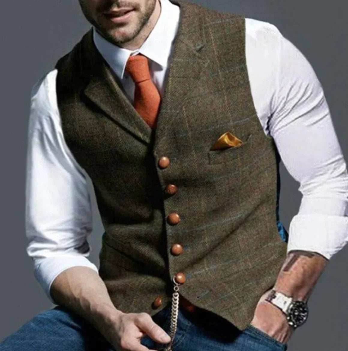 Oliver – Kamizelka męska garniturowa slim fit z kieszonką