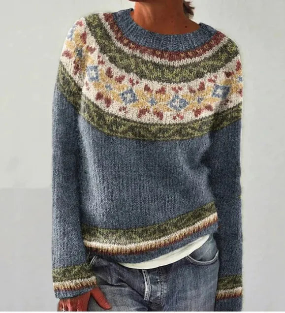 Aneta – Sweter damski z gradientowym wzorem inspirowanym naturą