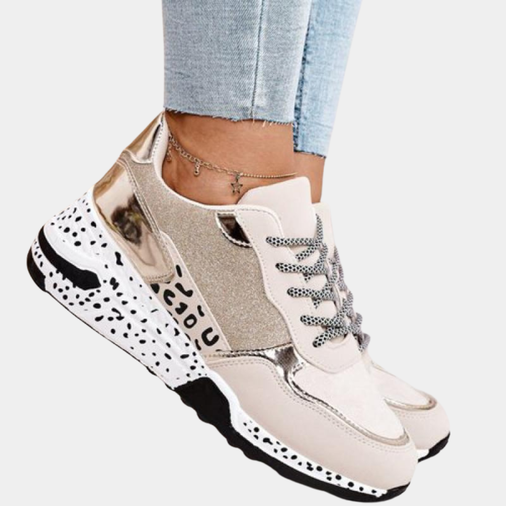 Sophia - Buty sportowe damskie srebrne sneakersy platforma