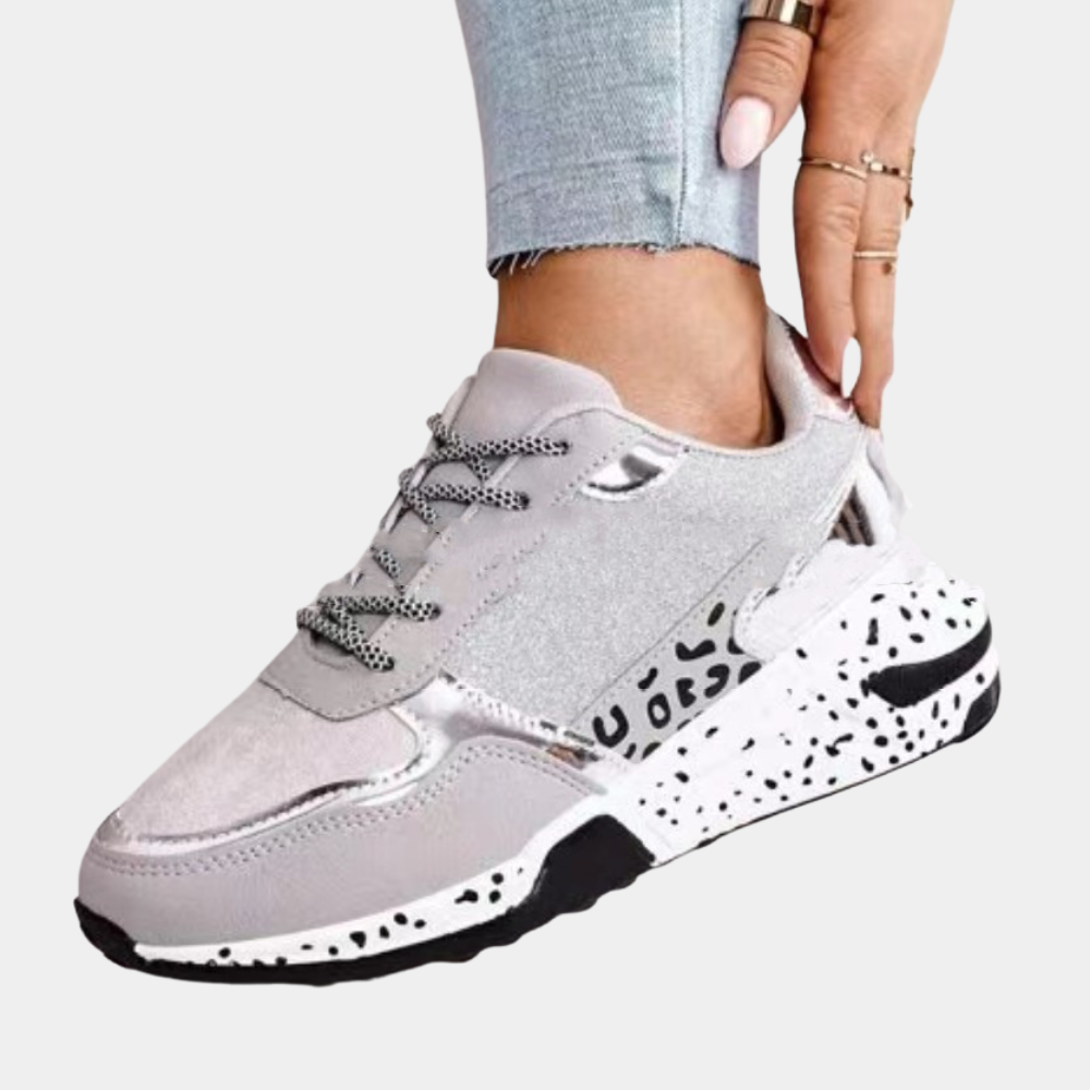 Sophia - Buty sportowe damskie srebrne sneakersy platforma