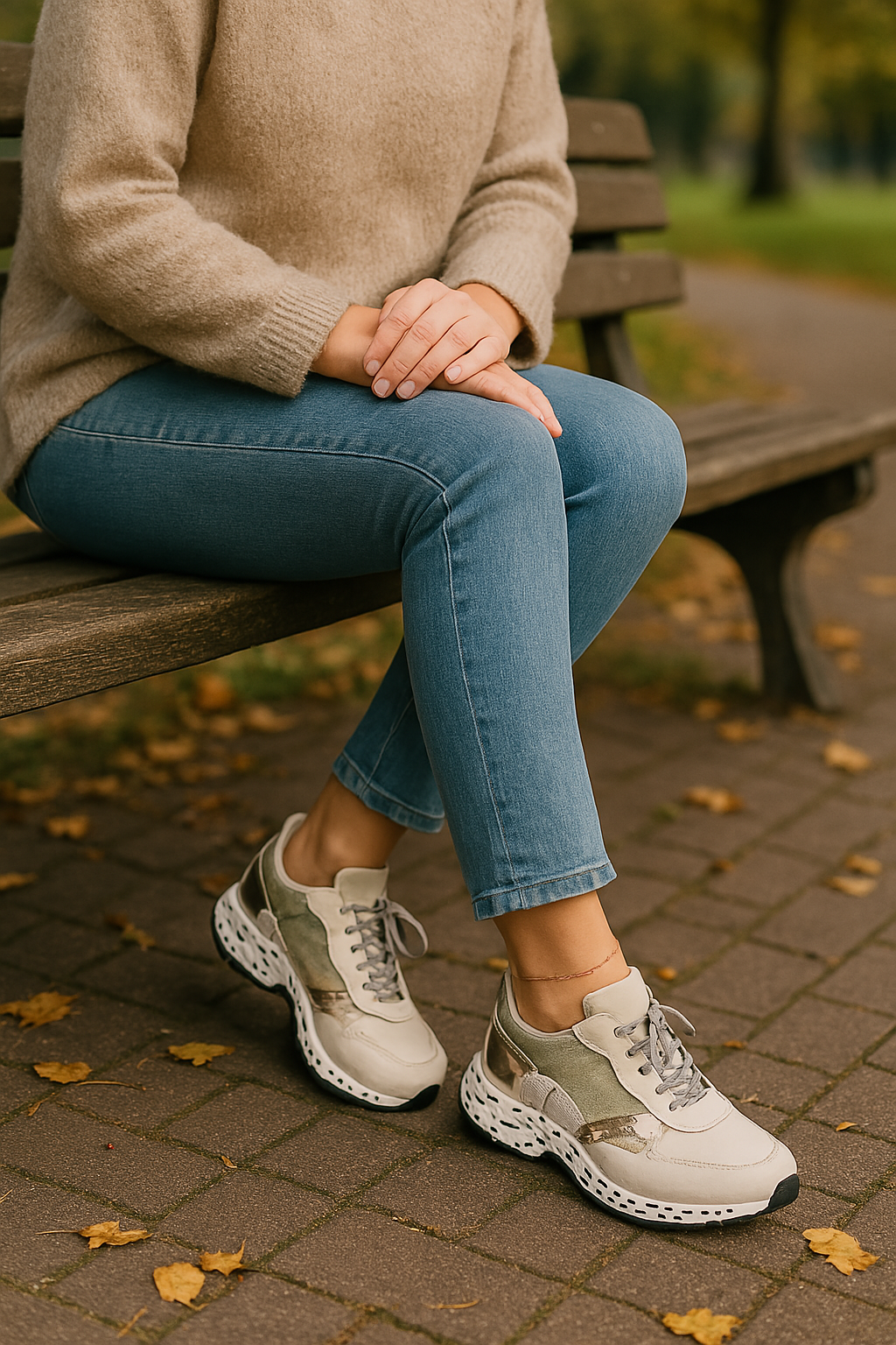 Sophia - Buty sportowe damskie srebrne sneakersy platforma