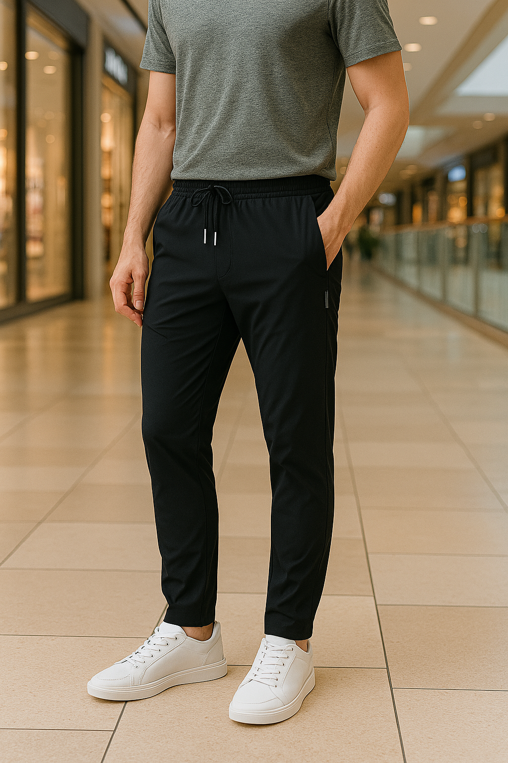 Maxwell - Spodnie męskie joggery treningowe szare slim fit