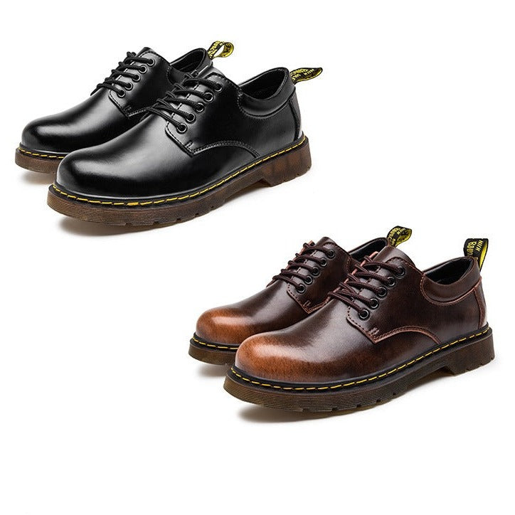 Leon - Buty męskie czarne skórzane wiązane