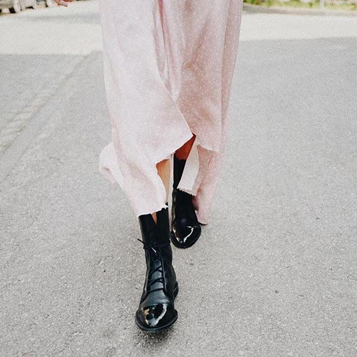 Ewelina – Skórzane Damskie Botki Sznurowane w Stylu Vintage