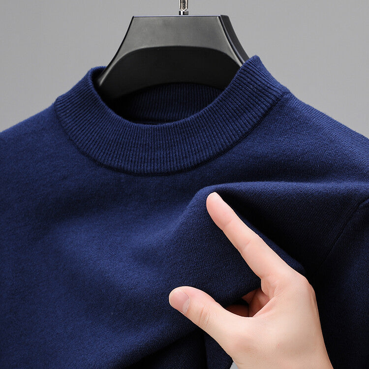 Liam – Męski granatowy sweter z wełny kaszmirowej z okrągłym dekoltem