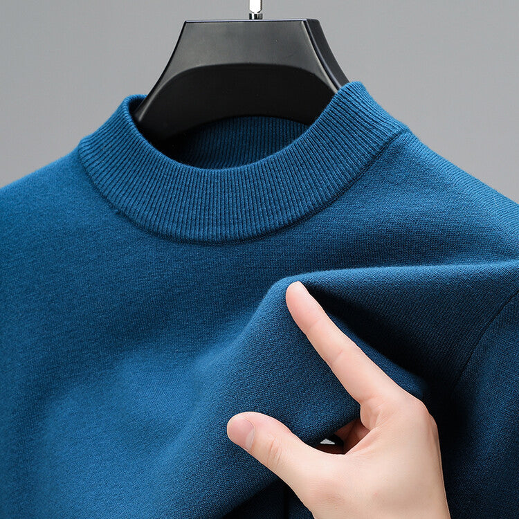 Liam – Męski granatowy sweter z wełny kaszmirowej z okrągłym dekoltem
