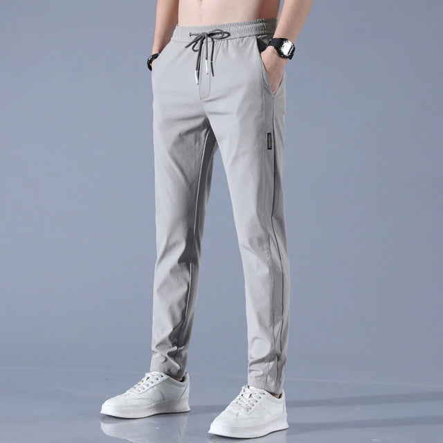 Maxwell - Spodnie męskie joggery treningowe szare slim fit