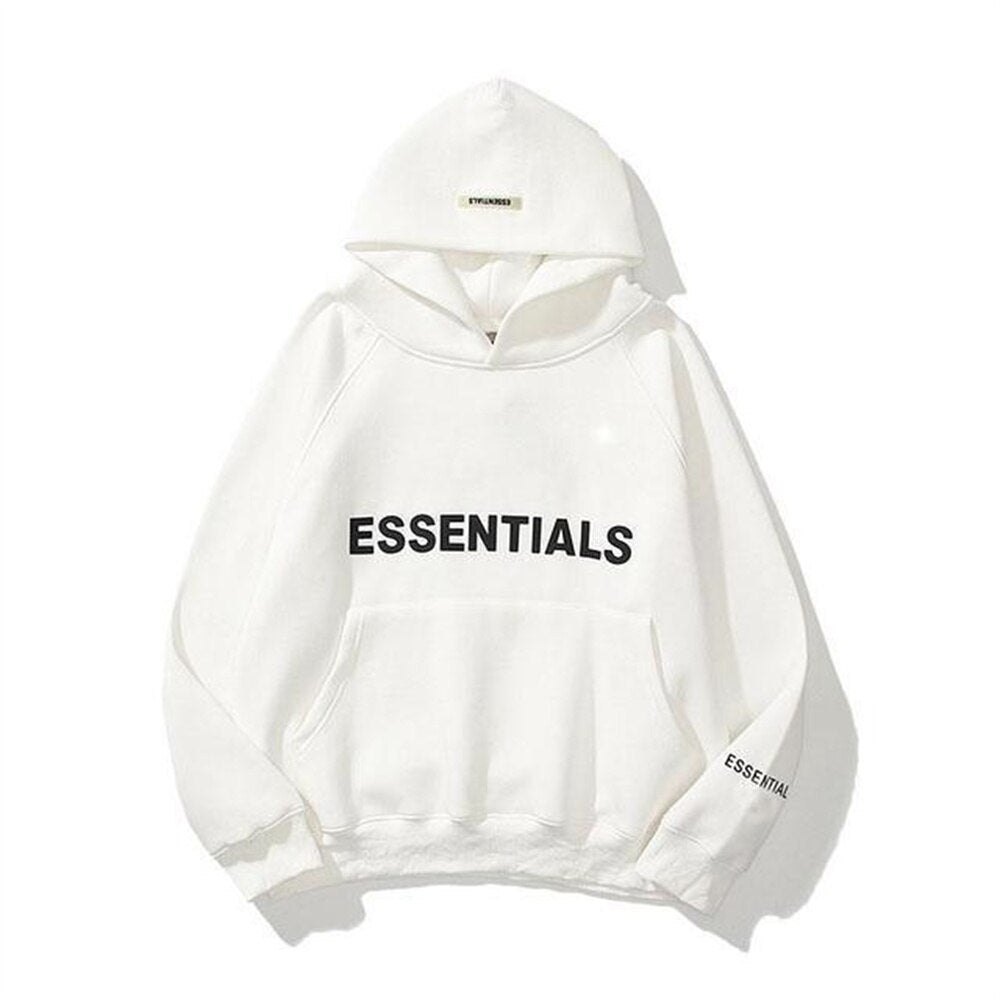 Nova – Bluza uniseks biała Essentials z kapturem i kieszenią kangurką