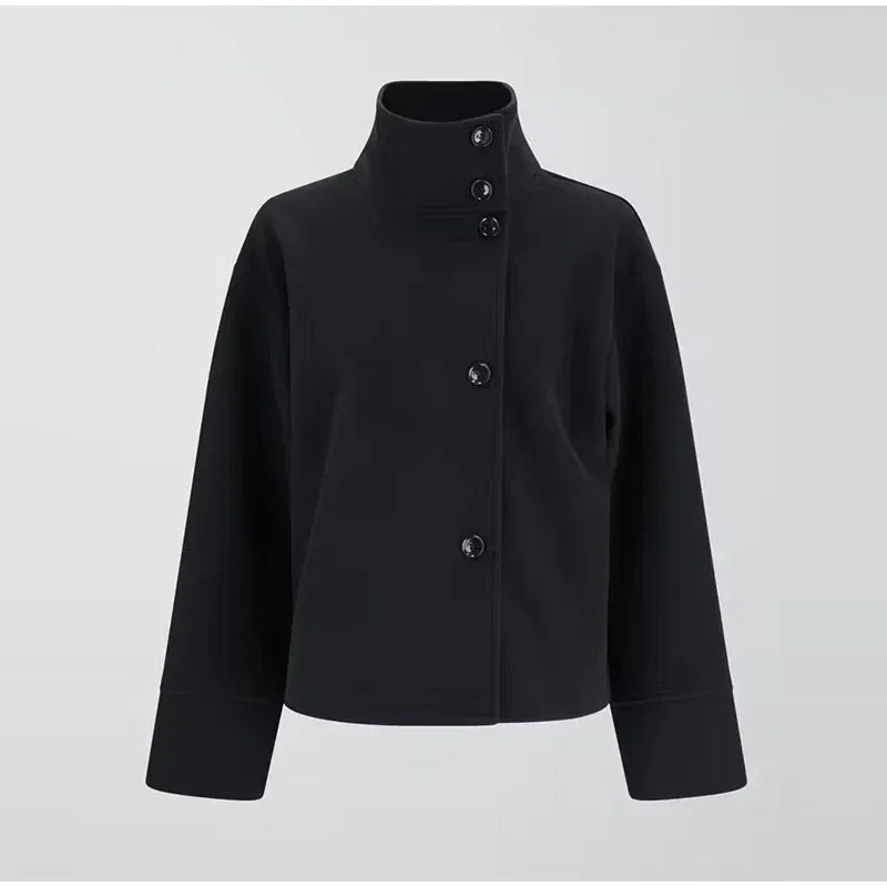 norava jas navy blauw gestyled met jeans