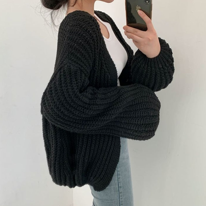 Elena - Kardigan damski oversize bez zapięcia