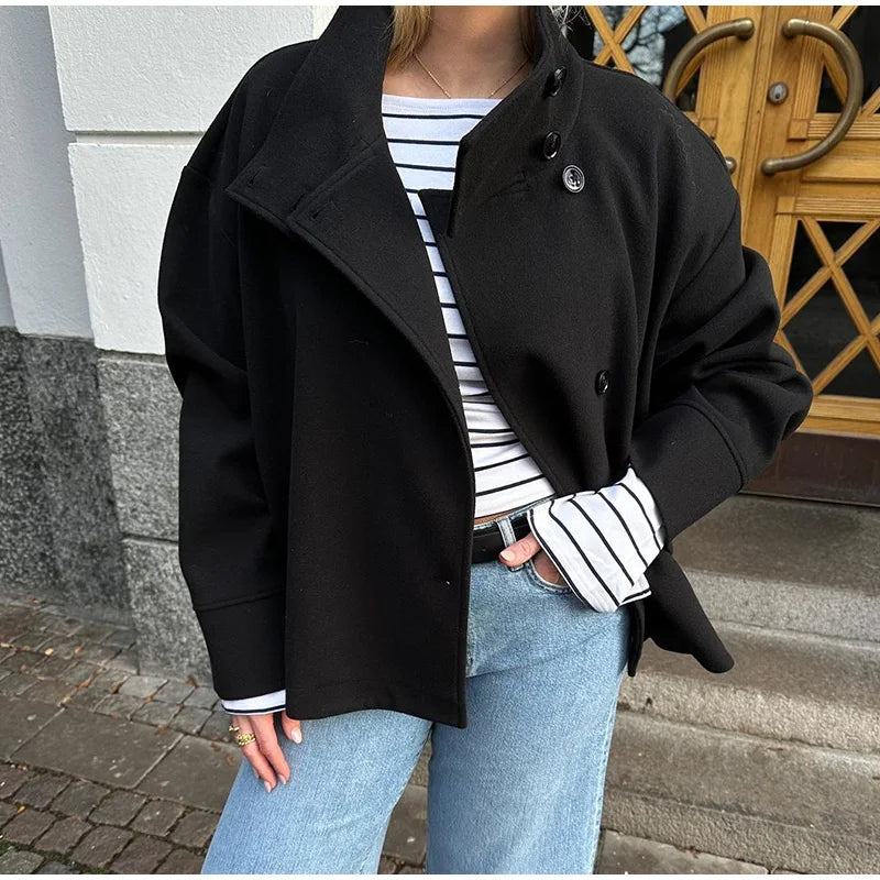 Maja – Oversize płaszcz z wysokim kołnierzem dla kobiet
