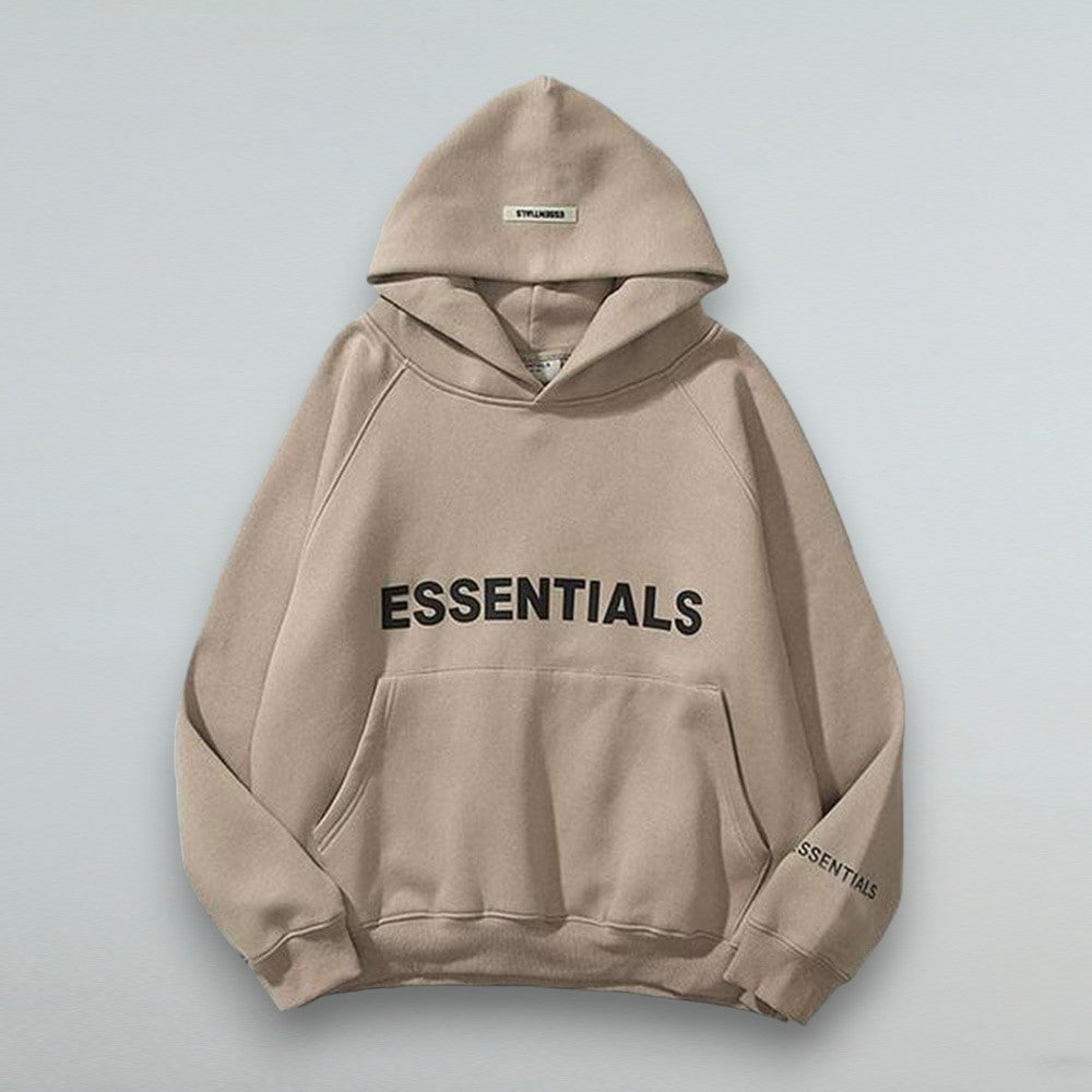 Nova – Bluza uniseks biała Essentials z kapturem i kieszenią kangurką