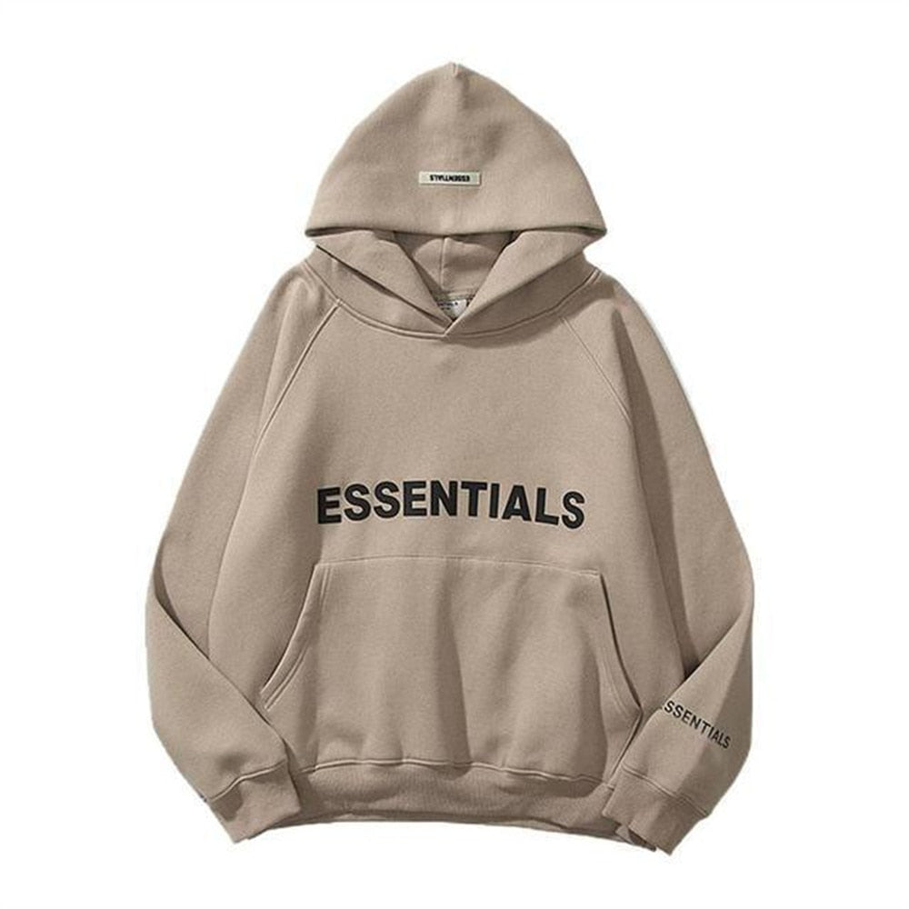 Nova – Bluza uniseks biała Essentials z kapturem i kieszenią kangurką