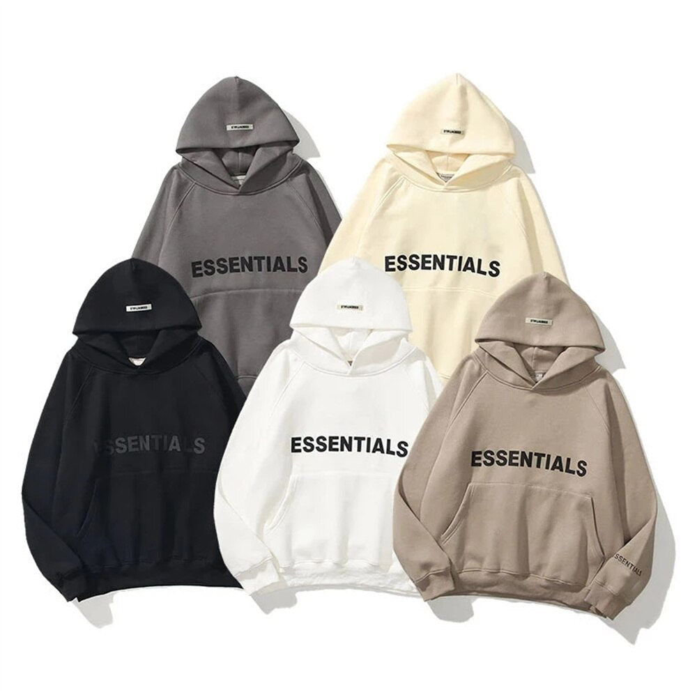 Nova – Bluza uniseks biała Essentials z kapturem i kieszenią kangurką