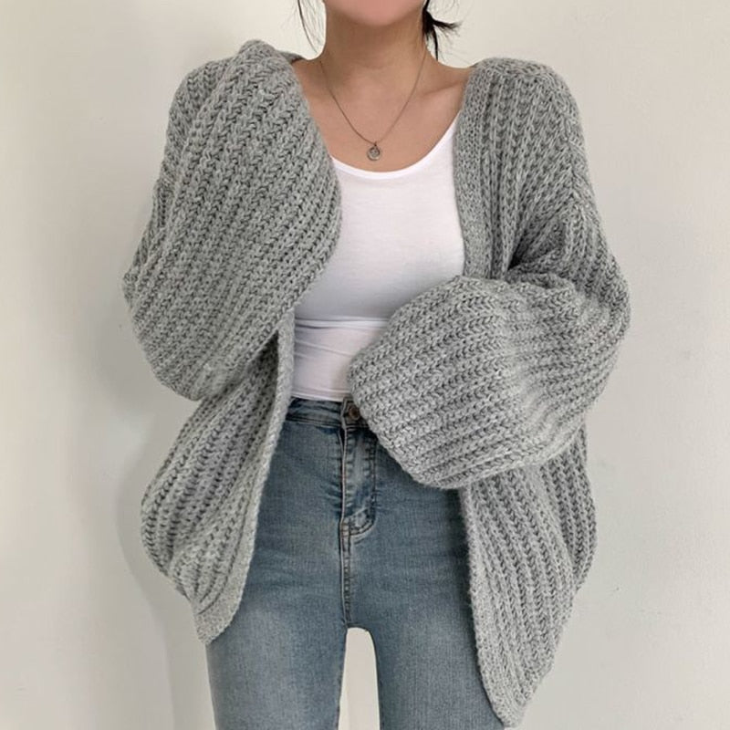 Elena - Kardigan damski oversize bez zapięcia