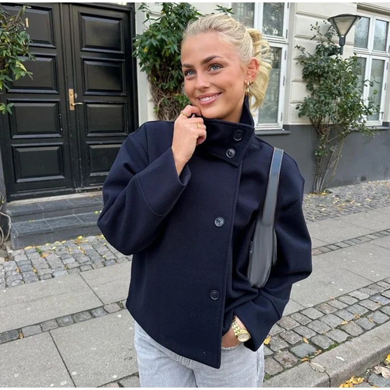 Maja – Oversize płaszcz z wysokim kołnierzem dla kobiet