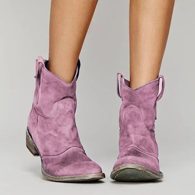 Damskie kowbojki zamszowe w stylu western