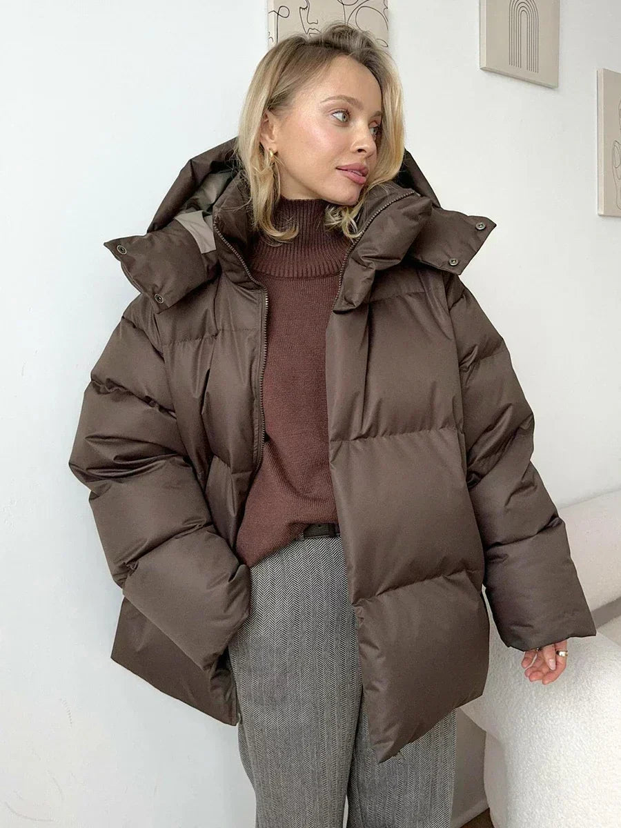 Lyra - Damska kurtka puchowa oversize z kapturem