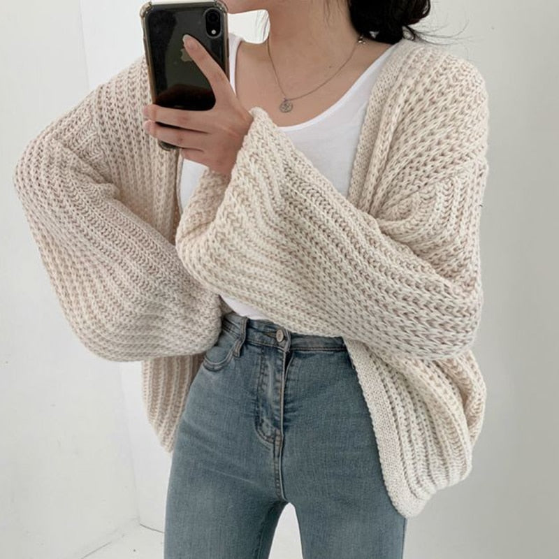 Elena - Kardigan damski oversize bez zapięcia