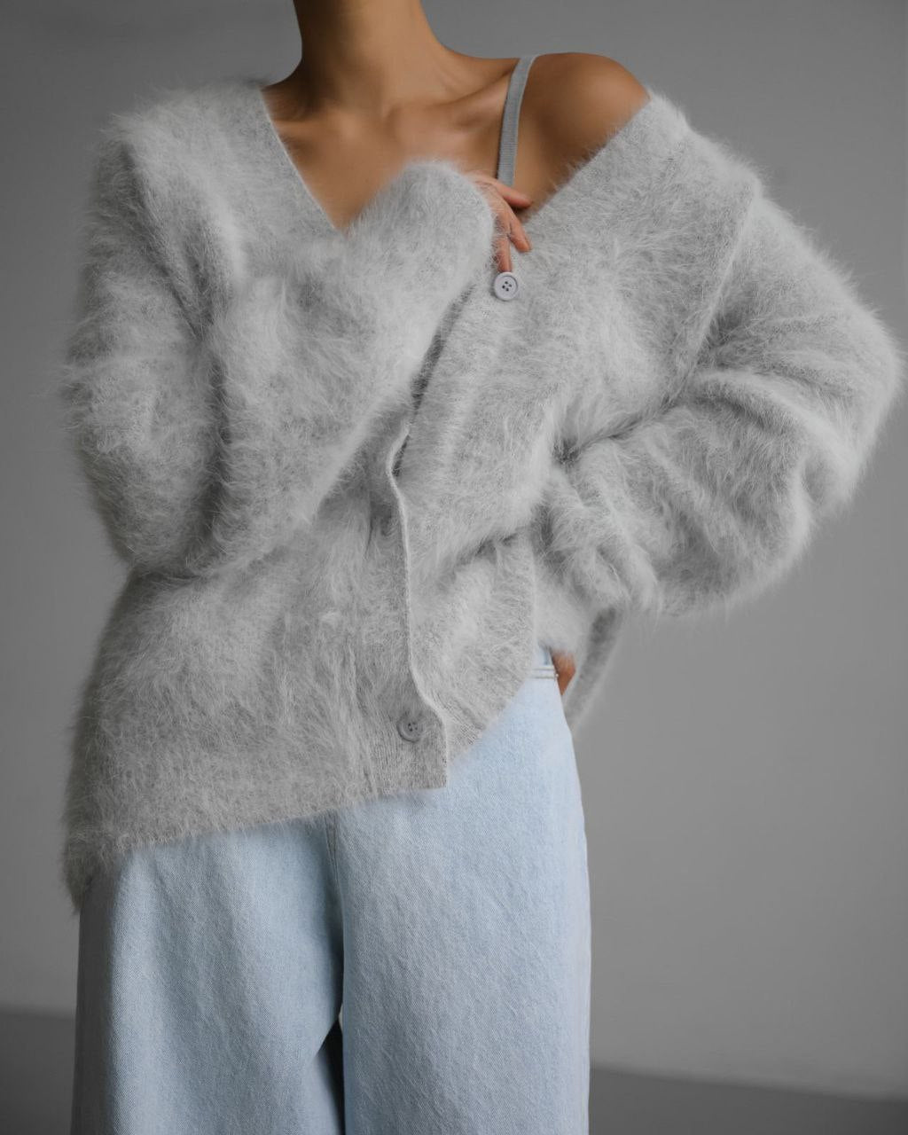 Nora - Damski sweter z moheru miękki ciepły oversize modny elegancki