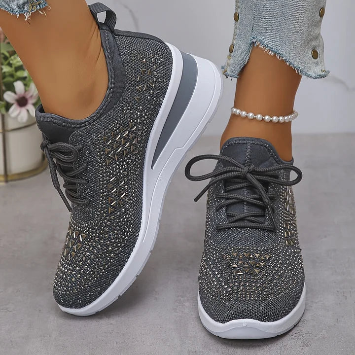 Ariana - Sneakersy damskie zdobione kryształkami