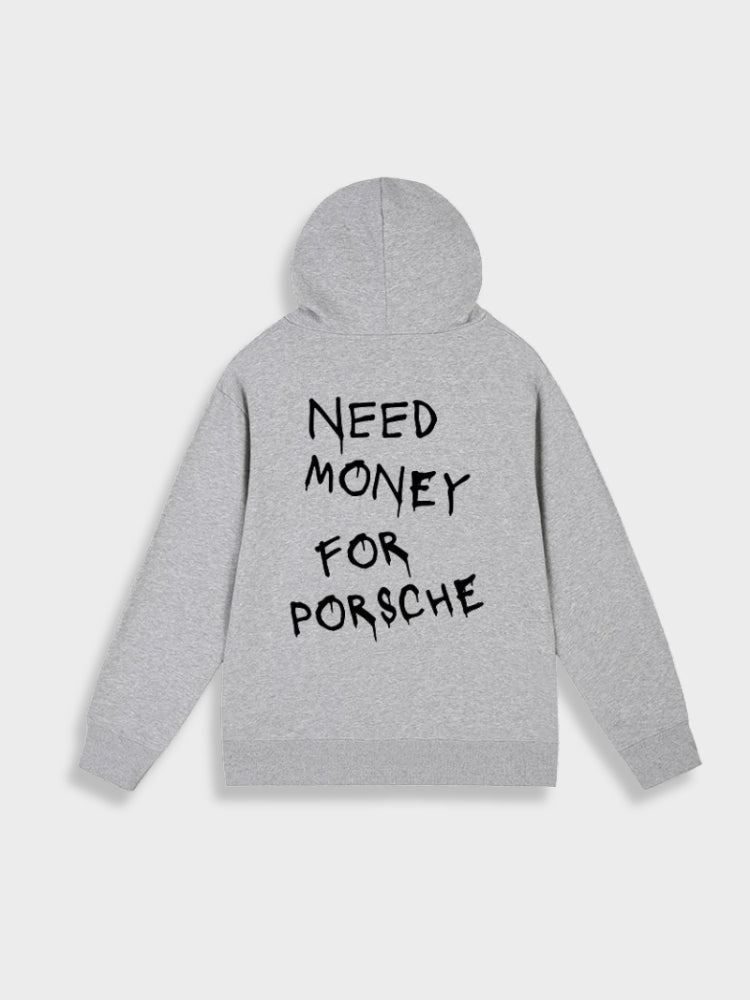 Rebel – Oversize hoodie z nadrukiem "Need Money for Porsche”