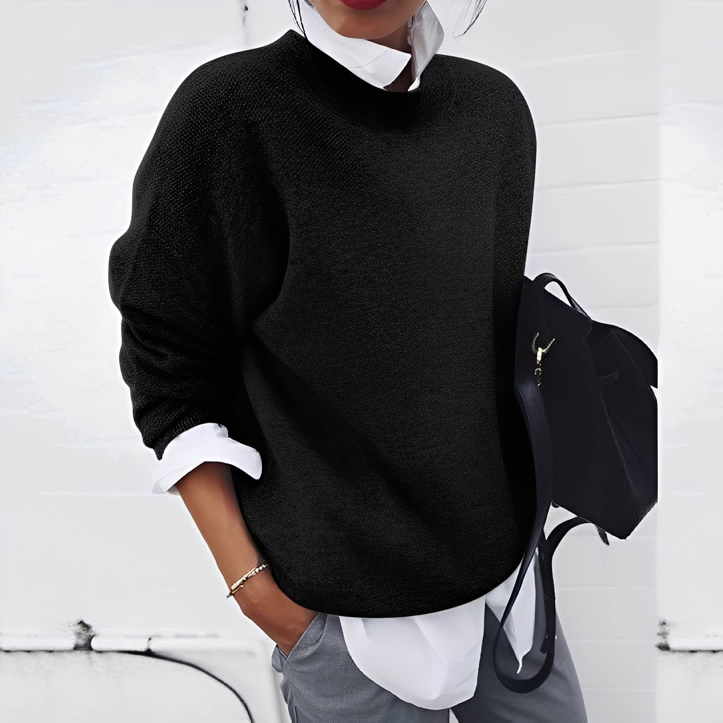 Lidia - Sweter damski oversize z okrągłym dekoltem