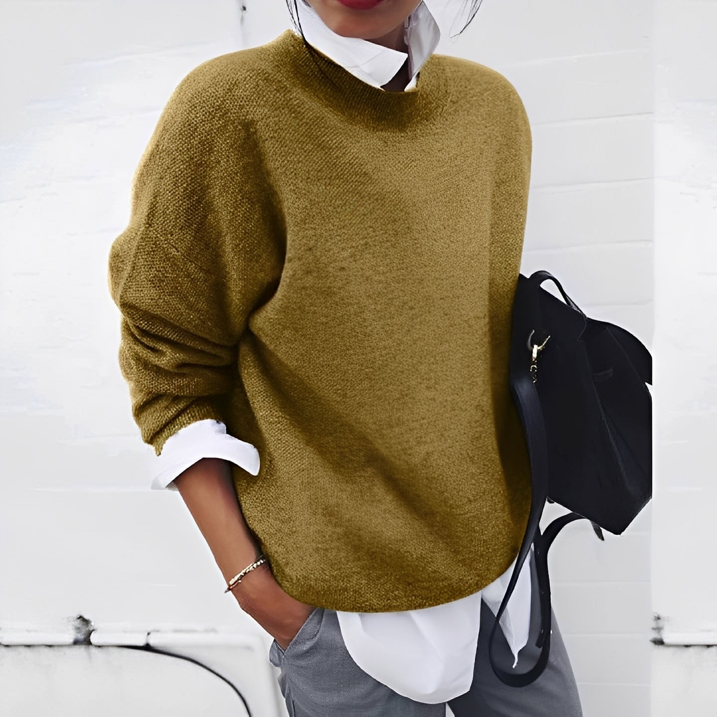 Lidia - Sweter damski oversize z okrągłym dekoltem