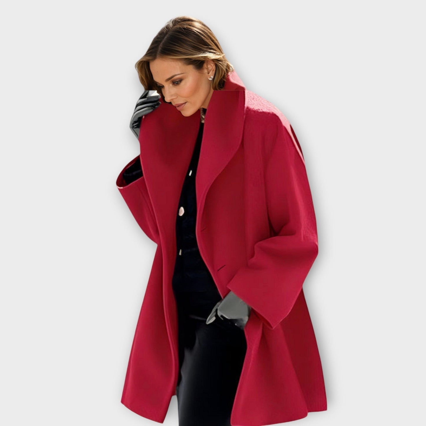 Camila - Płaszcz damski biały oversize z szerokim kołnierzem